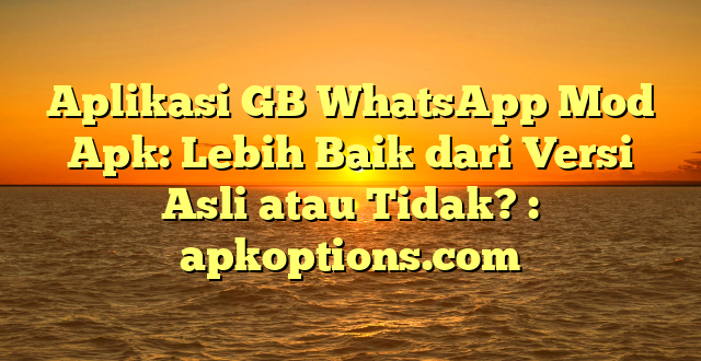 Aplikasi GB WhatsApp Mod Apk: Lebih Baik dari Versi Asli atau Tidak? : apkoptions.com